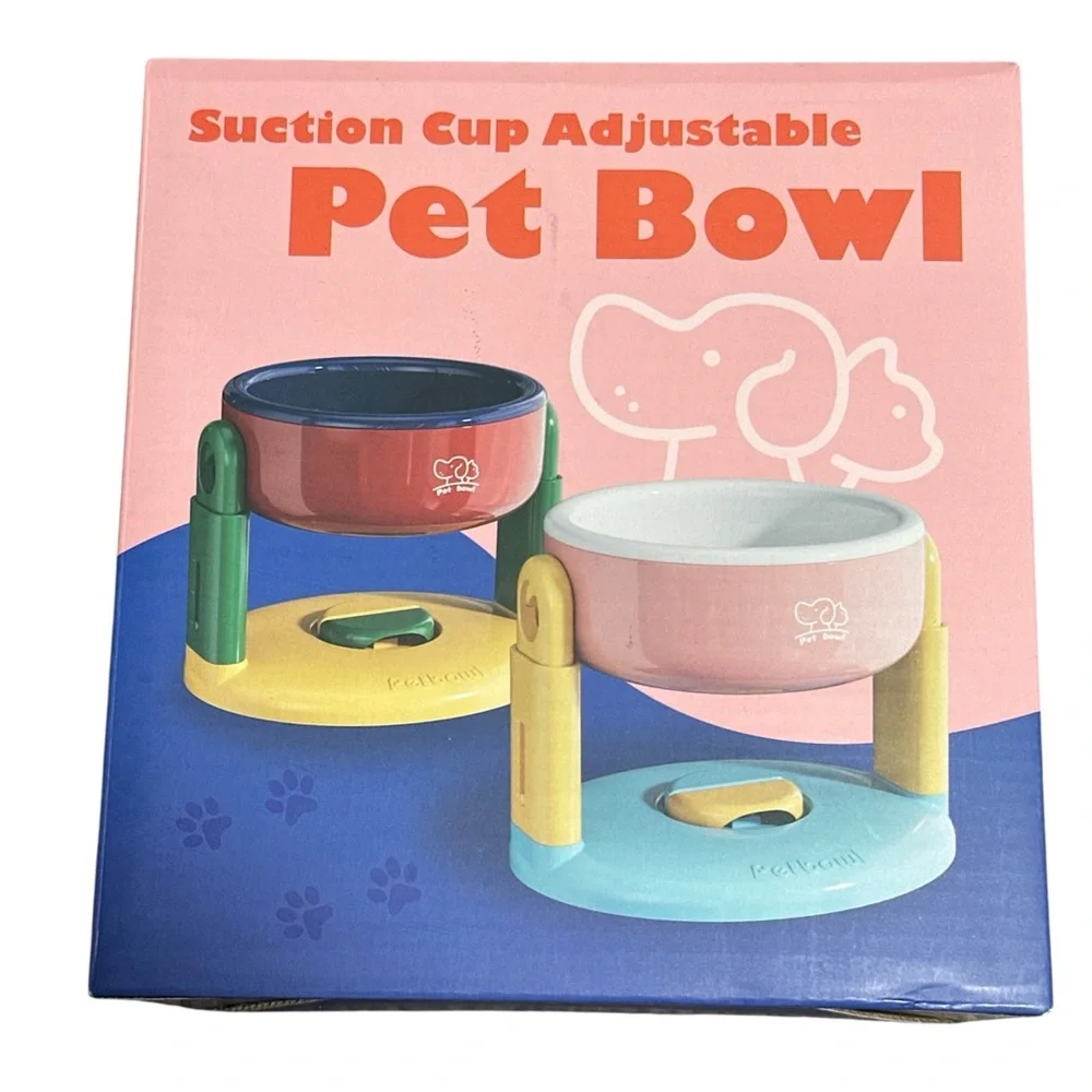 Pet Bowl with Suction‎ Cup - Red and Yellow